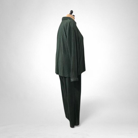 Nine.Eight Plisse Pleat Shirt and Pants Set, Sycamore Green. Size 3X NEW! - Picture 4 of 10